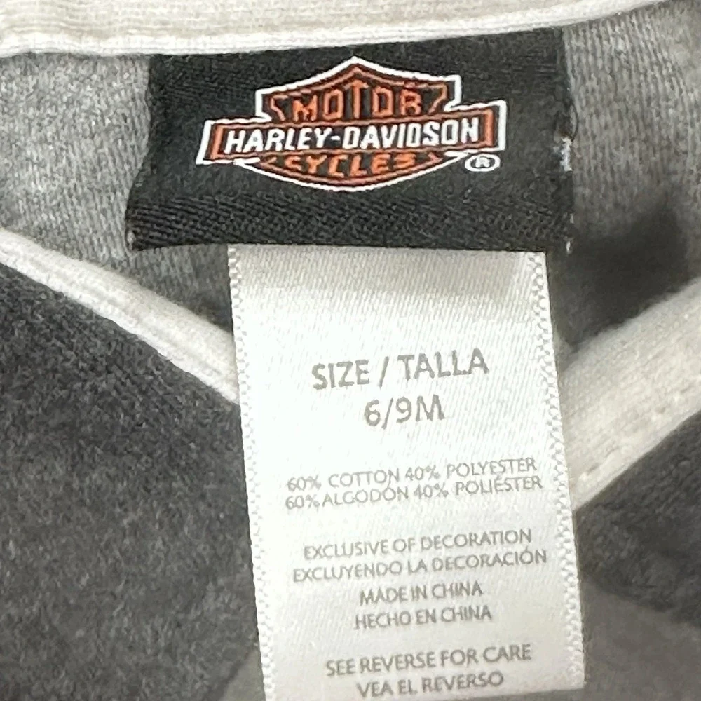 Harley-Davidson Bodysuit One-piece 6-9 months Grey Creeper V-Twin Engine Logo